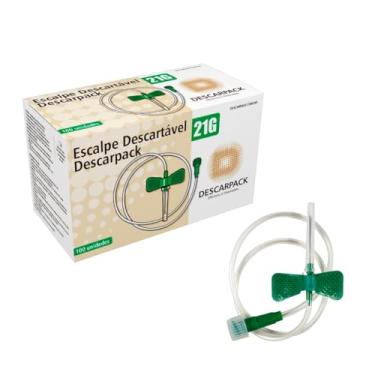 Imagem de 100un Escalpe Descartável 21g Verde Descarpack