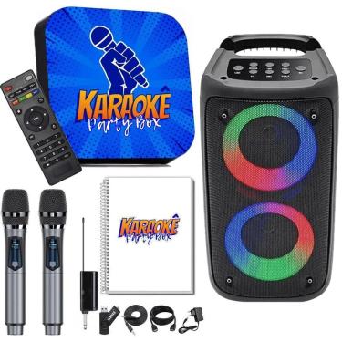 Imagem de Karaoke Party Box Azul +2 Mic Sem Fio +Caixa De Som +Catálog