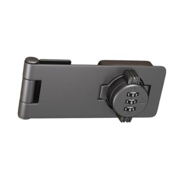 Imagem de IEUDNS Fechadura mecânica com senha rotativa, fechadura para armário com combinação de liga de zinco, trava deslizante de segurança para armário ao ar livre, Cinza