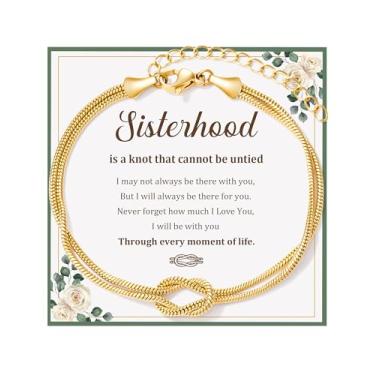 Imagem de Tarsus Pulseira com nó de amor, irmãs, aniversário, Natal, presentes para irmãs, average, Aço inoxidável, Sem Pedra Preciosa