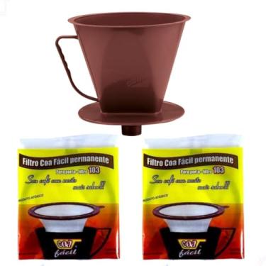 Imagem de Kit 2 Coadores Filtro De Café Coa Fácil Poliéster E Porta Filtro Com Funil (103)