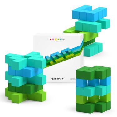 Imagem de VOXART Azulejos para decoração de pixel art, decoração de sala de jogadores de 8 bits, decoração de jogos 3D Tile Constructor, Freestyle 400 peças em 4 cores, instruções e ideias incluídas no