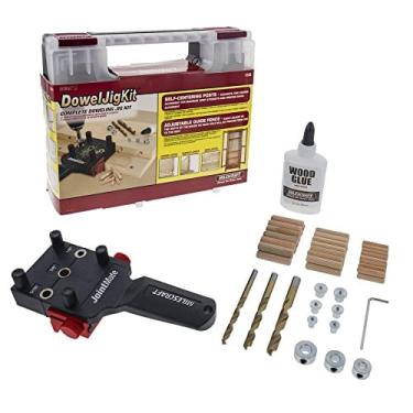 Imagem de Milescraft 1333 Dowel Jig Kit - Dowel Jig portátil com 3 tamanhos de bucha metálica (1/4, 5/16, 3/8 ) e Pinos autocentros, 3 Brocas Brad Point, 3 Para