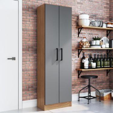 Imagem de Armário Multiuso Milano 2 Portas 5 Prateleiras Freijó/Cinza - Irm Móve