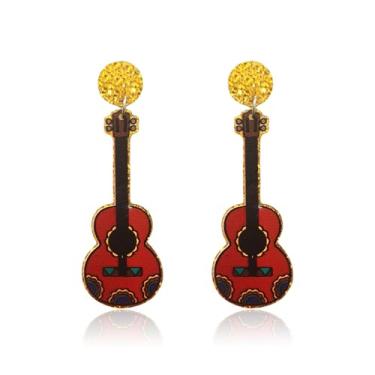 Imagem de Brincos Cinco De Mayo para mulheres, chapéu de cavalo Fiesta, cacto, violão, pimentão, brinco com pingente de gota de acrílico para roupa de festival mexicano, One size, Liga de aço, Sem pedra