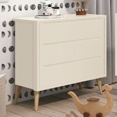 Imagem de Cômoda Infantil Theo 3 Gavetas com Pés Madeira Natural - Reller Móveis
