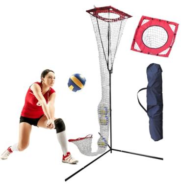 Imagem de Paifnpo Conjunto de equipamento de treinamento de vôlei portátil, rede de treinador de vôlei com aro de 0,6 x 0,6 m, ângulo de altura ajustável para servir, treinamento de cravação e configuração
