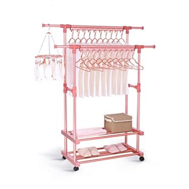 Imagem de AKALNNB /Estante de secagem de 3 camadas de roupa dobrável para secadora de roupas suporte de trilho com rodízios ele rack ()