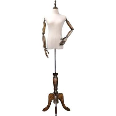 Imagem de CUTPOIY Suporte de manequim de tronco, manequins femininos, vestido de manequim feminino, forma torso para exibição de roupas, ajustável feminino moldado com tripé de madeira (Médio)