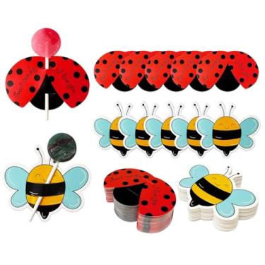 Imagem de allydrew Porta-doces de cartão de papel pirulito de aniversário, suprimentos de festa, decorações, lembrancinhas de festa (100 peças), joaninhas e abelhas