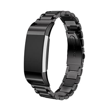 Imagem de Gheper Pulseira de relógio de metal compatível com Fitbit Charge 2, ajuste rápido e fácil, pulseira de aço inoxidável, substituição para smartwatch Charge 2, acessório