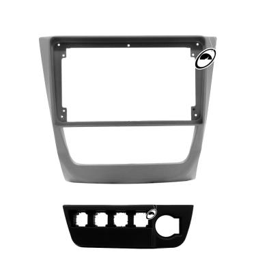 Imagem de Moldura De Painel 2 Din 9" Polegadas Vw Gol Saveiro Voyage G6 - Cinza