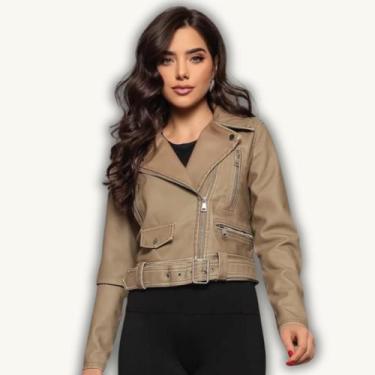 Imagem de Jaqueta Feminina material sintético Casaco Zíper Frio Inverno fashion 