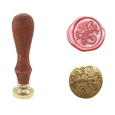 Imagem de Carimbo de lacre de cera clássico retrô vintage artesanato símbolo romântico selo de cera carimbo de metal saudações extravagantes para carta de convite de casamento (ouro-amor)