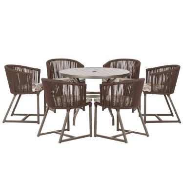 Imagem de Mesa com 6 Cadeiras de Jantar Roma 120cm e Noronha em Alumínio