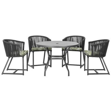 Imagem de Mesa com 4 Cadeiras de Jantar Roma 100cm e Noronha em Aluminío