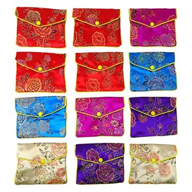 Imagem de Honbay 12 peças, bolsa de seda para joias, sacos bordados de brocado, cores sortidas (G)