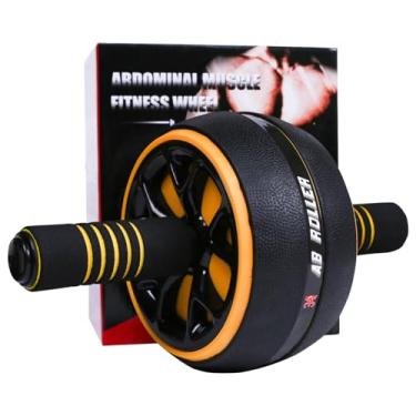 Imagem de Rolo de roda AB, exercício abdominal roda fitness para academia e casa, equipamento de treino de força com joelheira, 30,5 cm L, amarelo