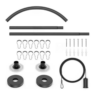 Imagem de Sikaiqi Suporte extensível para varão de cortina de banheiro em forma de L inoxidável 304 (formato de diamante - dourado)