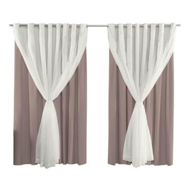 Imagem de Cortina Blackout PVC Com Voil 2,80M x 1,80M Sala Quarto Escritorio 100% Blecaute Para Varão Simples