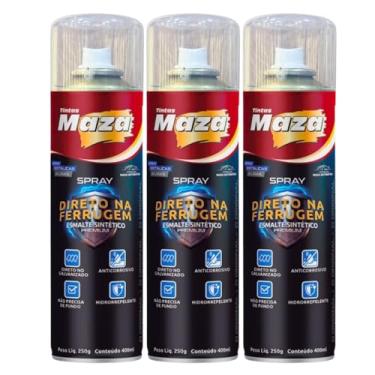 Imagem de Kit 3 Tinta Direto na Ferrugem 250gr Maza Spray Esmalte Sintético Premium (Cinza)