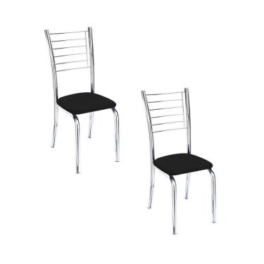 Imagem de Conjunto 2 Cadeiras Cromadas Para Cozinha Kiara-corino Preto