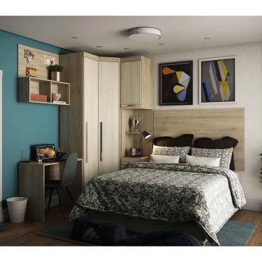 Imagem de Guarda Roupa 4 Portas C/Cabeceira E Escrivaninha Avelã