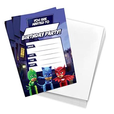 Imagem de Desert Cactus PJ Masks Convites Meninos Meninas Crianças Festa Convites Cartões 10 Contagem Com Envelopes Feliz Aniversário (Estilo B)