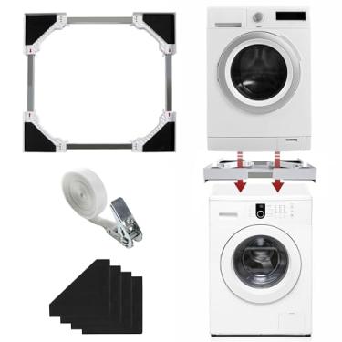 Imagem de Houseables Kit de empilhamento de lavadora e secadora, kit de empilhamento para lavadora e secadora, suporte entre máquina de lavar e secar, máquina de lavar roupa empilhável, economia de espaço