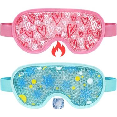 Imagem de 2 peças de máscara de olhos refrescante, máscaras reutilizáveis de contas de gel para olheiras e inchaço, compressa fria e quente, máscaras de gelo para olhos secos, enxaqueca, bolsas para olhos