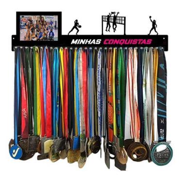 Imagem de Porta Medalhas Volei Feminino Ate 100 Medalhas Porta Retrato - QUADRO 