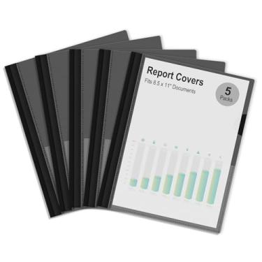 Imagem de Ndsox 5 pacotes de capas de relatório frontais transparentes com fixadores de 3 pinos, pastas de apresentação de projetos de plástico retomar capas de documentos com parte traseira preta para papel