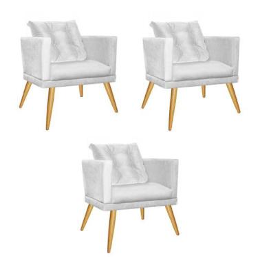 Imagem de Kit 03 Poltrona Cadeira Lucia Confort Com almofada Sala Recepção Escri