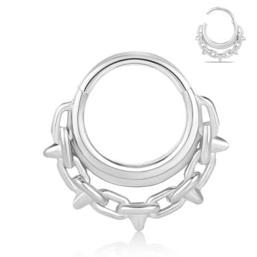 Imagem de DOEARKO Anel de septo 16G 8 mm moderno piercing de nariz cartilagem segmento de argola de septo piercing de aço inoxidável 316L joia corporal, 8MM, Aço inoxidável, Sem Pedra Preciosa