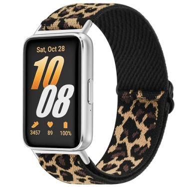 Imagem de Pulseira de relógio elástica compatível com Samsung Galaxy Fit 3, pulseira de substituição de nylon elástico macio para acessórios de smartwatch Galaxy Fit 3 SM-R390 (leopardo)