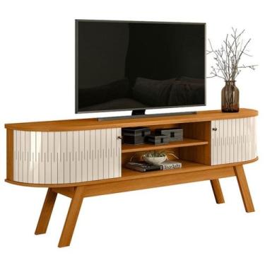 Imagem de Rack Bancada Tv 75 Pol 2P 183 cm Valencia Cinamomo Off White MADETEC, 