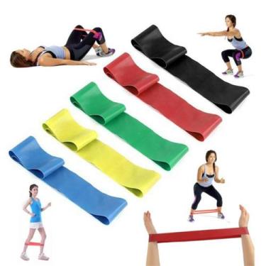 Imagem de Kit 5 Faixa Elastica Treino Ginastica Pilates Fortalecimento - Atena