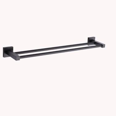 Imagem de Conjunto de banheiro de alumínio - Toalheiro com prateleira e soprador - Ferragens, 55 cm, haste dupla