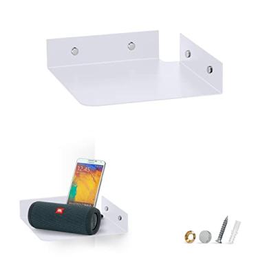 Imagem de Prateleira de canto de metal de 20 cm para monitores de bebê, câmeras de segurança, alto-falante Sonos, também para roteadores Wif, decoração, plantas, roteador, fotos, cozinha, banheiro, caixa de