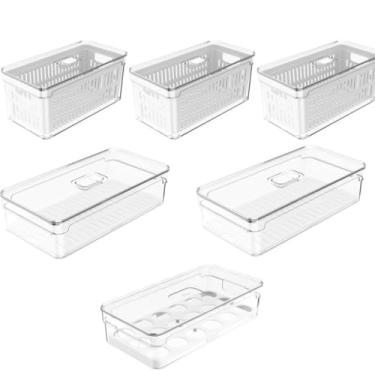 Imagem de Kit 6 Organizador De Geladeira Empilhavel, Frutas, Legumes