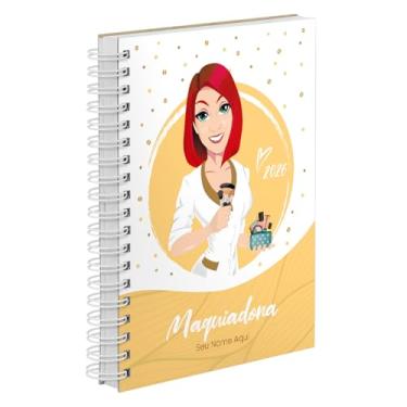 Imagem de Agenda Comercial 2026 Personalizada Capa Dura Maquiadora Ruiva Cores (Amarela)
