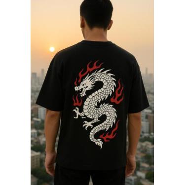 Imagem de Camiseta Streetwear Oversized Masculina Dragon - swagon