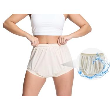 Imagem de Calça feminina de plástico impermeável para incontinência de pano, capa de fralda, de borracha à prova de vazamento, alternativa [bege, pequena]