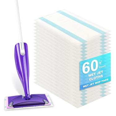 Imagem de 60 refis descartáveis de esfregão para esfregão Swiffer Wet Jet Spray - Almofadas de jato molhado, altamente absorventes, adequadas para todas as superfícies de piso, limpeza profunda de manchas