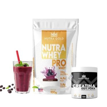 Imagem de Combo Whey Protein 3w 900g refil + Creatina Pura 300g Nutra Gold (900, Açai)
