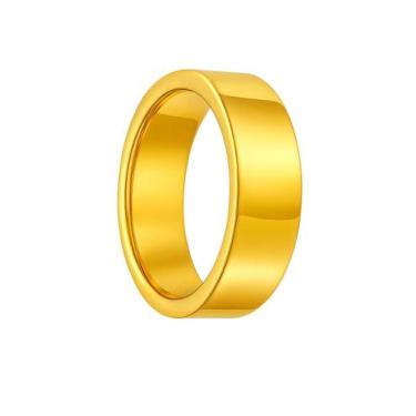 Imagem de Aliança Casamento 6mm Reta Lisa Banhada Ouro 18k Tungstênio Noivos Lux