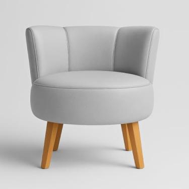 Imagem de Cadeira Estofada para Sala de Espera Tecido Corano Confortável Pés de Madeira Reforçado MOBLAN decor (Cinza)