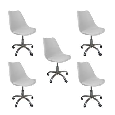 Imagem de Cadeira Office Base Cromada Com Rodizio Giratória Saarinen