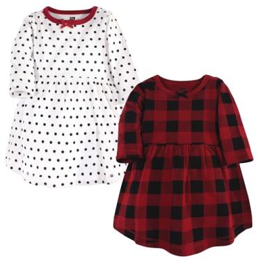 Imagem de Luvable Friends Hudson Baby, vestidos de manga comprida, pacote com 2, Vermelho festivo, 6-9 Meses