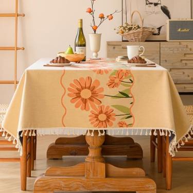 Imagem de KAIJIE Toalha de mesa de algodão francês, bordada, borla, vintage, toalha de mesa de jantar para cozinha, pano de jantar, para mesas retangulares de mesa de chá, 100 x 160 cm
